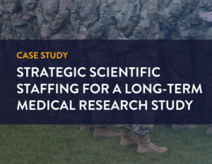 read the case study. Strategic Scientific Staffing for a Long-Term Medical Research Study.