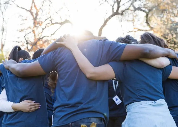 group of volunteers working together