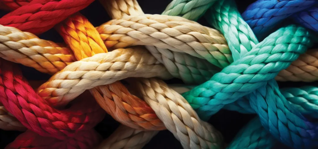 braided rope of many colors